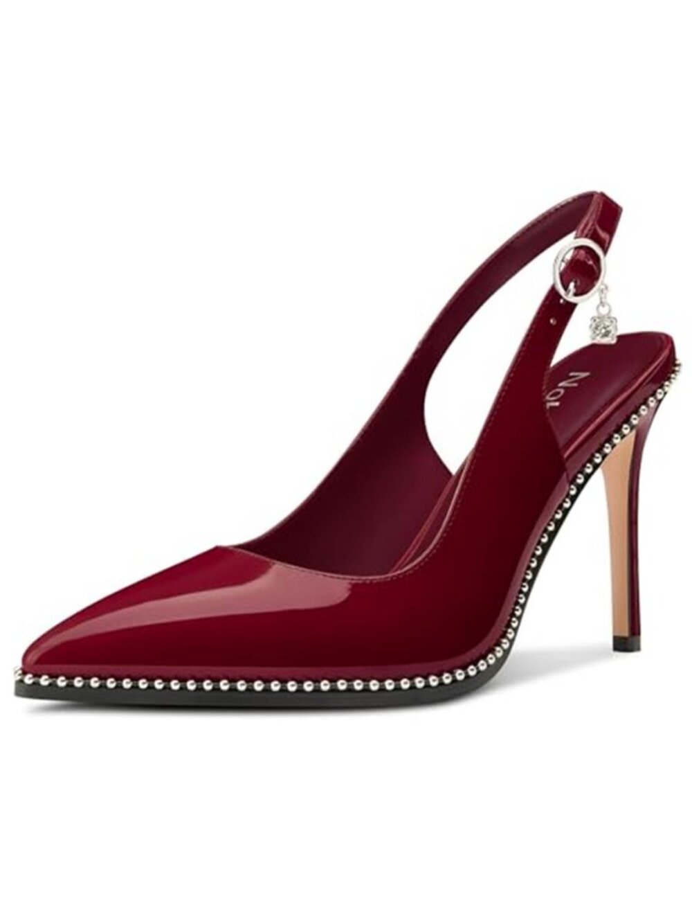 NobleOnly Slingback Beaded Pumps for Women High Stiletto Heel Pointed Toe